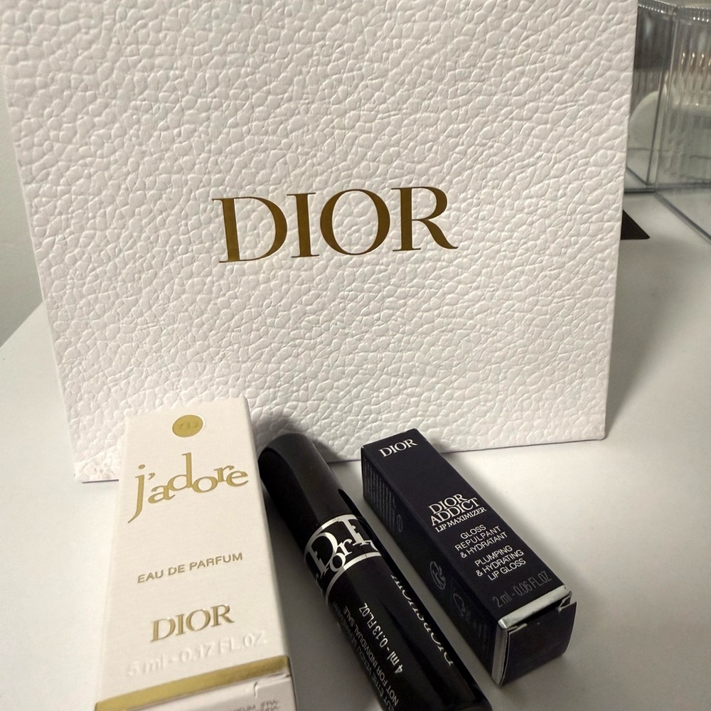 Dior J'adore and Rouge Dior Set with Mini Mascara and lip